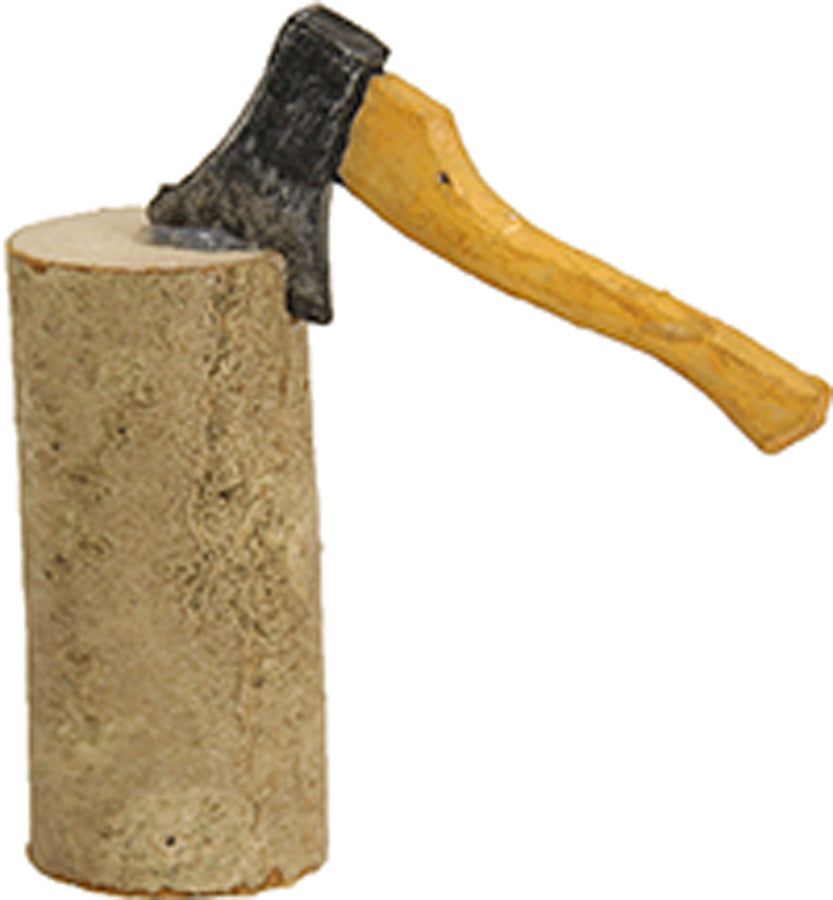 FADEDA Hackstock mit Axt  / Höhe:5 cm / handbemalt / detailgetreue Krippen Figuren - Weihnachten Tisch Dekoration Krippe Zubehör