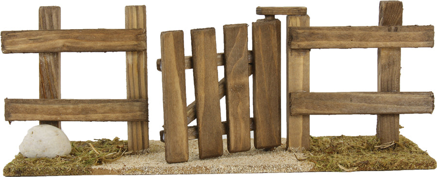 FADEDA Zaunstück mit beweglicher Tür  / Höhe:8 cm / handbemalt / detailgetreue Krippen Figuren - Weihnachten Tisch Dekoration Krippe Zubehör