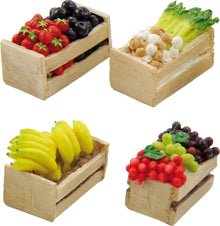 4x FADEDA Obststeige  / Höhe:3 cm / handbemalt / detailgetreue Krippen Figuren - Weihnachten Tisch Dekoration Krippe Zubehör