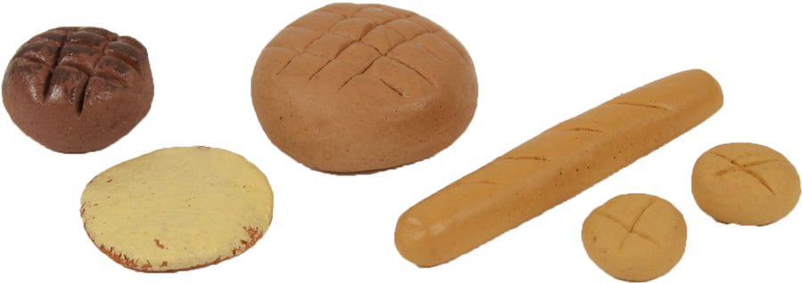 6x FADEDA Semmel-Brotset  / Höhe:4 cm / handbemalt / detailgetreue Krippen Figuren - Weihnachten Tisch Dekoration Krippe Zubehör