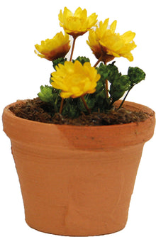 FADEDA Blumentopf, gelbe Blumen  / Höhe:3 cm / handbemalt / detailgetreue Krippen Figuren - Weihnachten Tisch Dekoration Krippe Zubehör