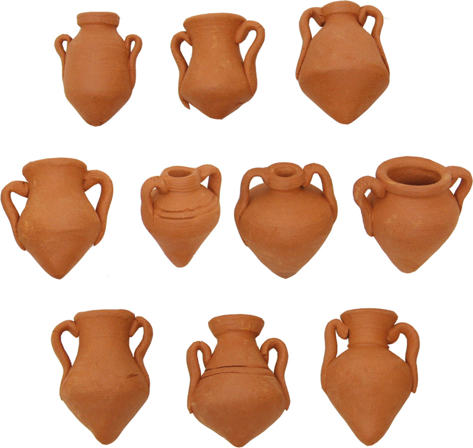 10x FADEDA Amphorenset mittel / Höhe:3 cm / handbemalt / detailgetreue Krippen Figuren - Weihnachten Tisch Dekoration Krippe Zubehör