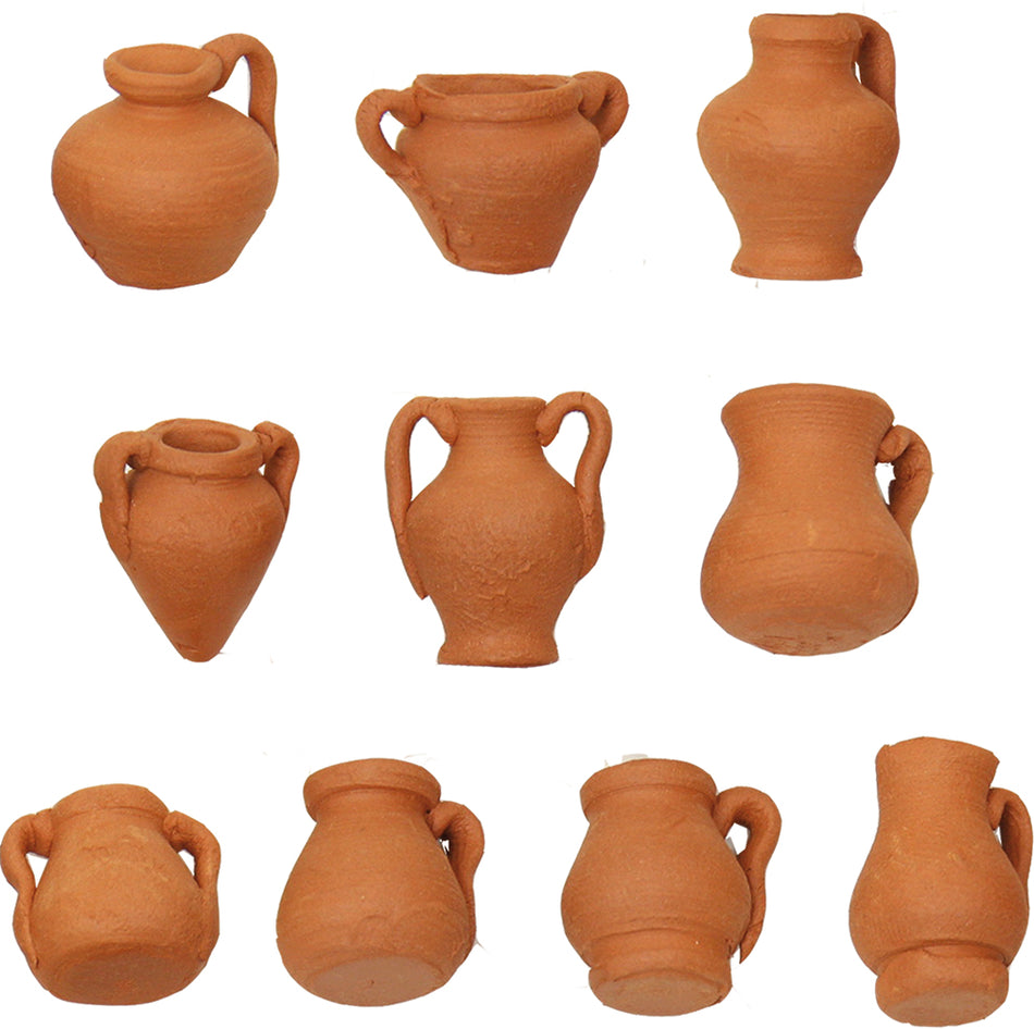 10x FADEDA Amphorenset klein  / Höhe:2 cm / handbemalt / detailgetreue Krippen Figuren - Weihnachten Tisch Dekoration Krippe Zubehör