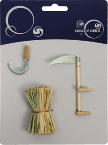 3x FADEDA Ernteset  / Höhe:8 cm / handbemalt / detailgetreue Krippen Figuren - Weihnachten Tisch Dekoration Krippe Zubehör