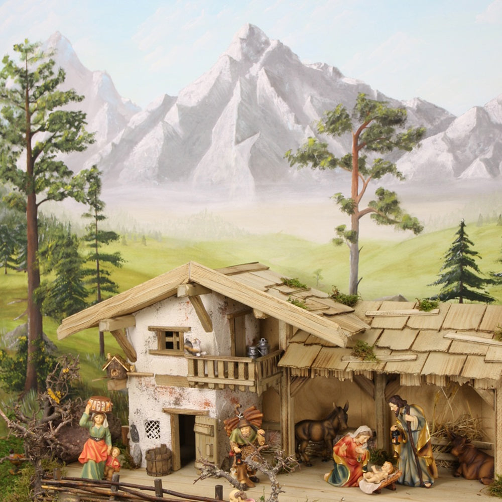 FADEDA Hintergrund Zirbe / Höhe:70 cm / handbemalt / detailgetreue Krippen Figuren - Weihnachten Tisch Dekoration Krippe Zubehör