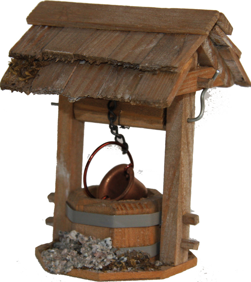 FADEDA Hofbrunnen mit Dach  / Höhe:13 cm / handbemalt / detailgetreue Krippen Figuren - Weihnachten Tisch Dekoration Krippe Zubehör