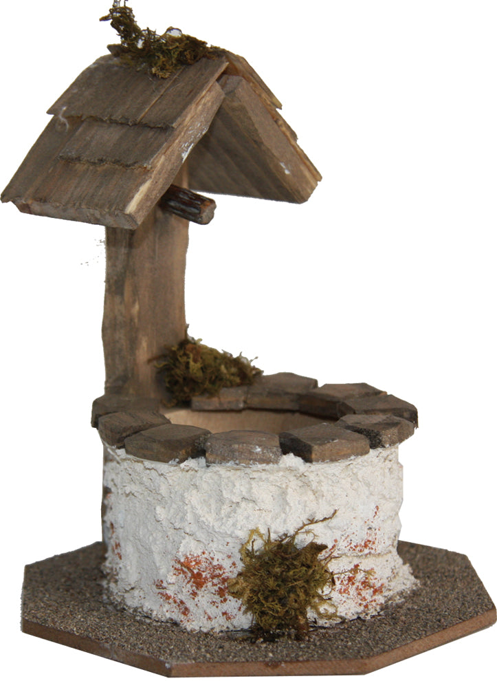 FADEDA Brunnen rund, gross  / Höhe:12 cm / handbemalt / detailgetreue Krippen Figuren - Weihnachten Tisch Dekoration Krippe Zubehör