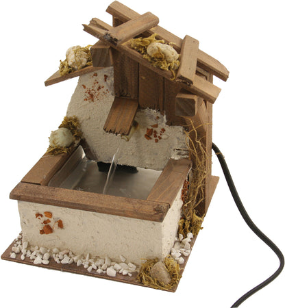 FADEDA Brunnen mit Pumpe  / Höhe:19 cm / handbemalt / detailgetreue Krippen Figuren - Weihnachten Tisch Dekoration Krippe Zubehör